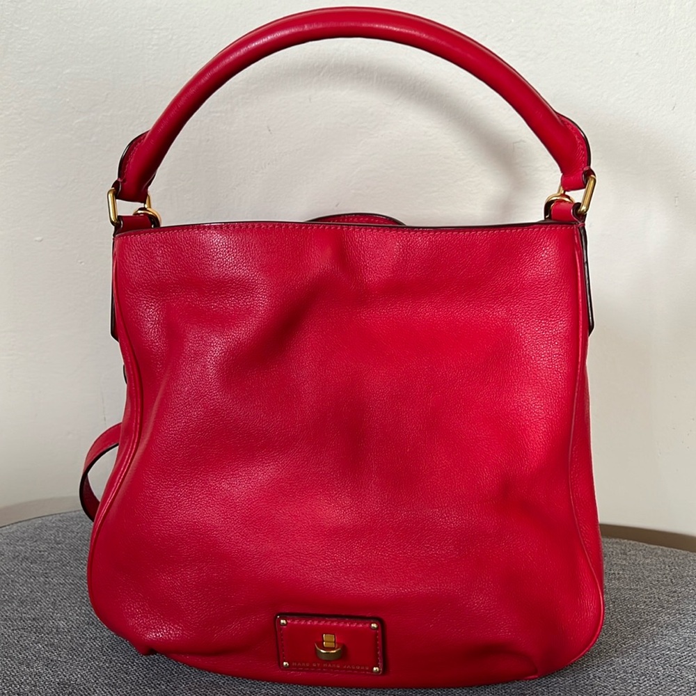 Marc Jacobs Red soft leather handle bag with detachable strap